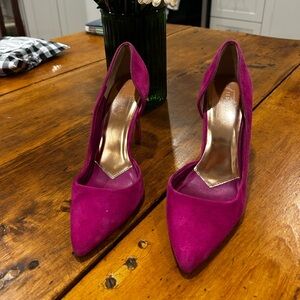 TedBaker fuchsia pink d’Orsay style suede 4”heels size 10